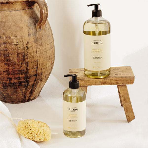 Savon Liquide de Marseille Thé Blanc & Yuzu 1L - Ambiance - Savonnerie Fer à Cheval