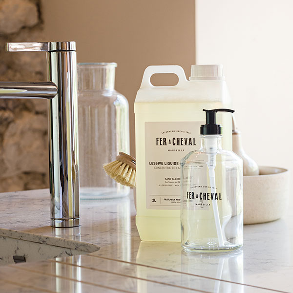 Flacon Verre Sérigraphié 500ml - Ambiance - Savonnerie Fer à Cheval