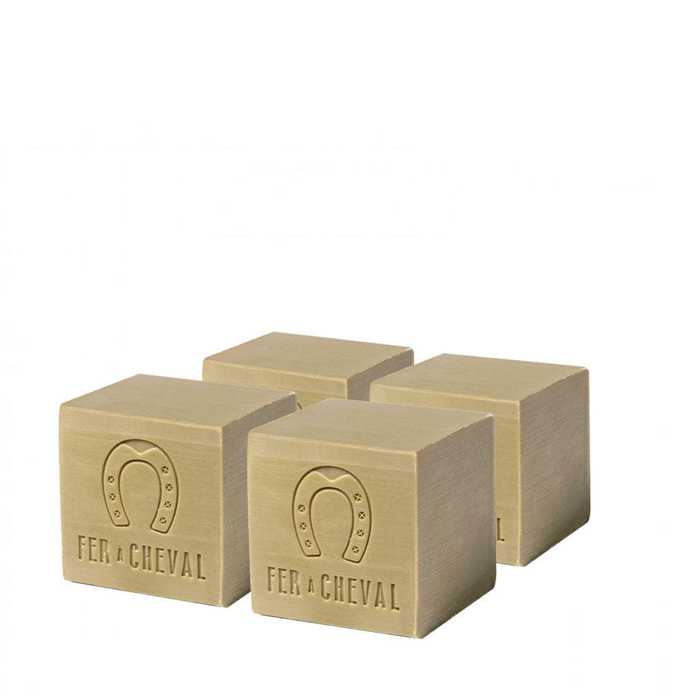 Lot de 4 Savons de Marseille Cube Pur Olive 300g - Ambiance - Savonnerie Fer à Cheval