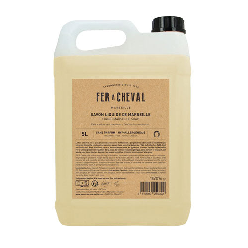 Savon Liquide de Marseille Sans Parfum 5L - Savonnerie Fer à Cheval