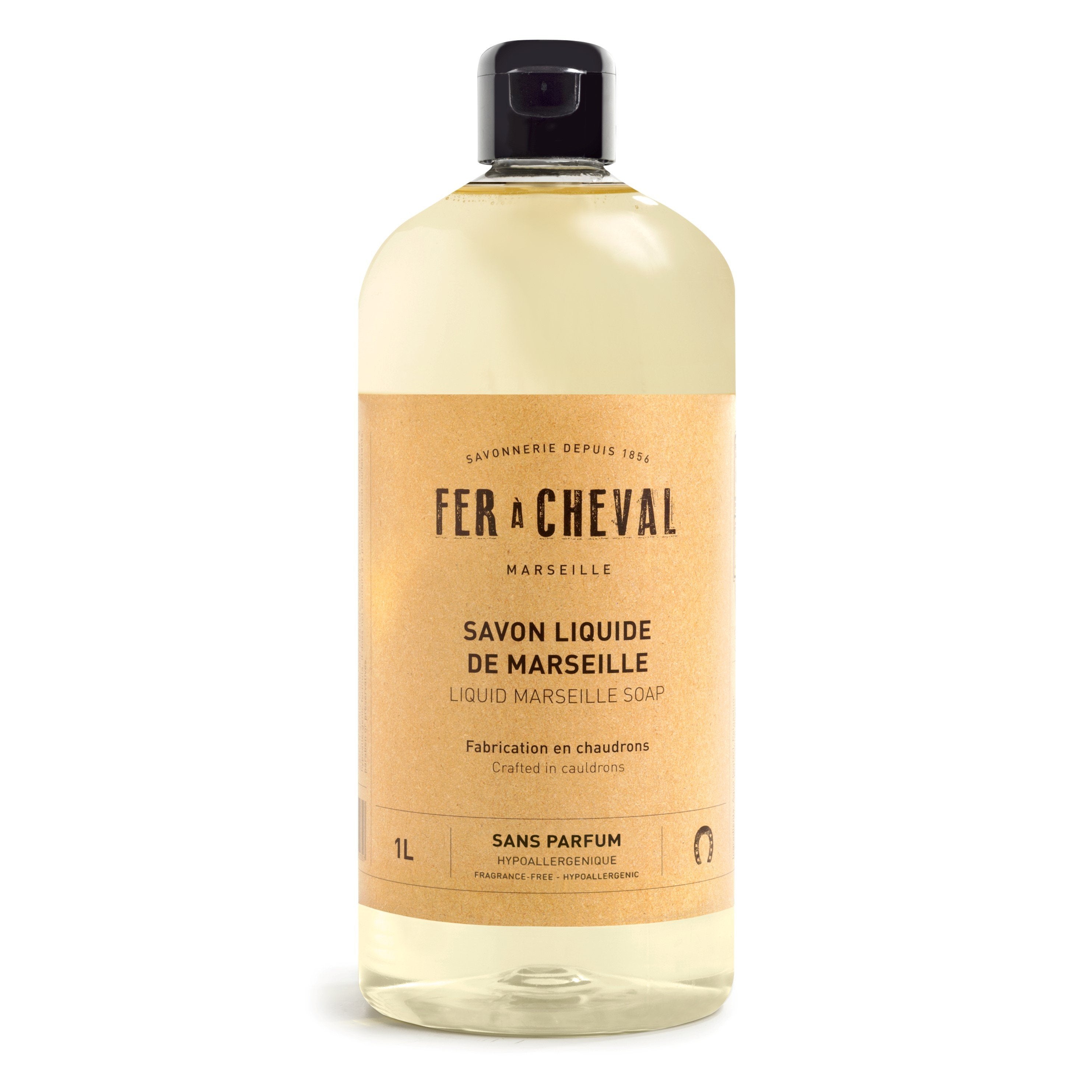 Savon Liquide de Marseille Sans Parfum 1L - Savonnerie Fer à Cheval