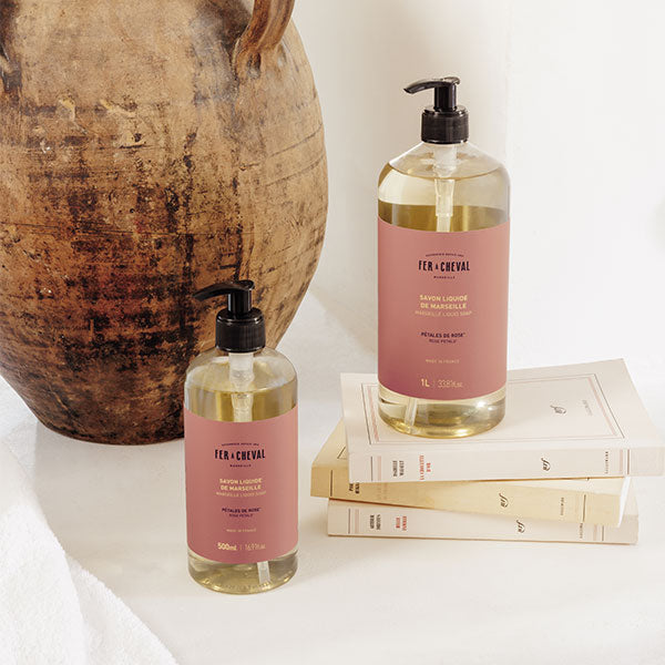 Savon Liquide de Marseille Pétales de Rose 1L - Ambiance - Savonnerie Fer à Cheval