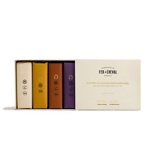 Coffret de Savons Doux Parfumés 4 x 125g - Savonnerie Fer à Cheval
