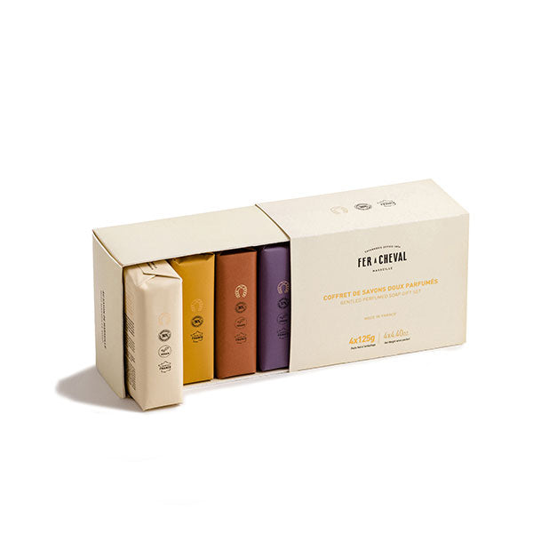 Coffret de Savons Doux Parfumés 4 x 125g - Ambiance - Savonnerie Fer à Cheval