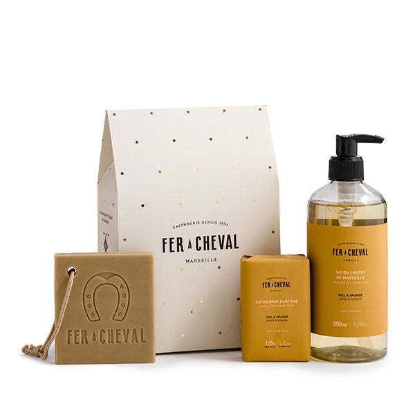 Coffret de Noël 2025 - Rituel Parfumé Miel & Amande - Savonnerie Fer à Cheval