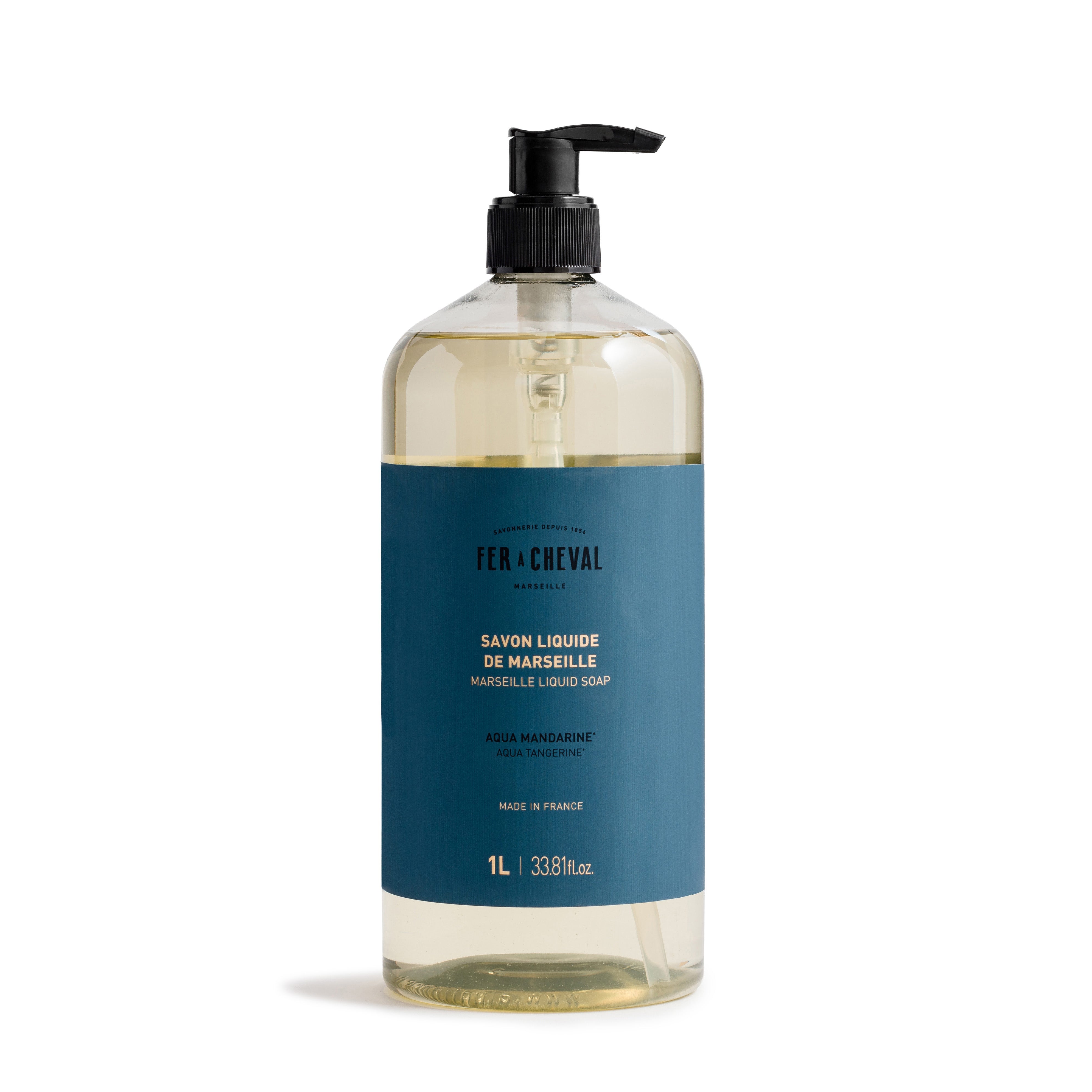 Savon Liquide de Marseille Aqua Mandarine 1L - Savonnerie Fer à Cheval
