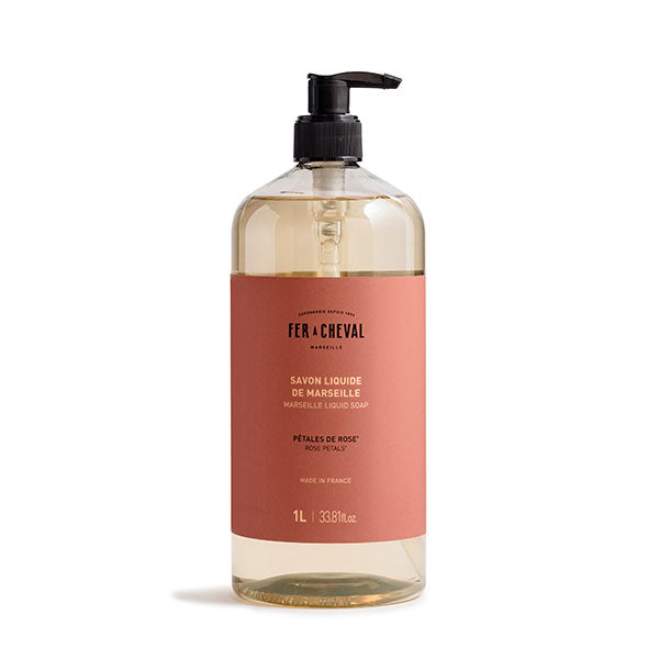Savon Liquide de Marseille Pétales de Rose 1L - Savonnerie Fer à Cheval