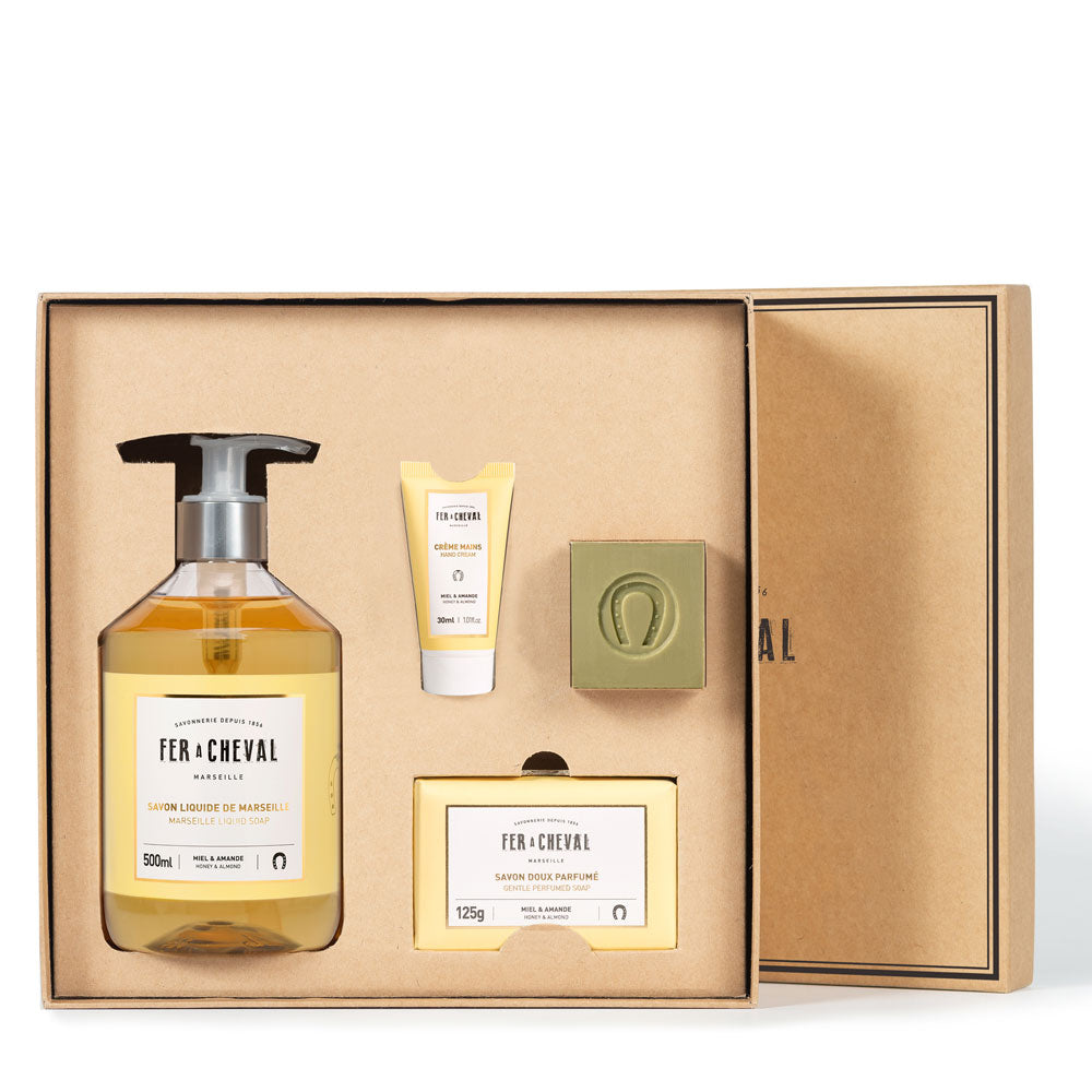 Coffret Gourmandise Pur Olive Miel & Amande - Savonnerie Fer à Cheval
