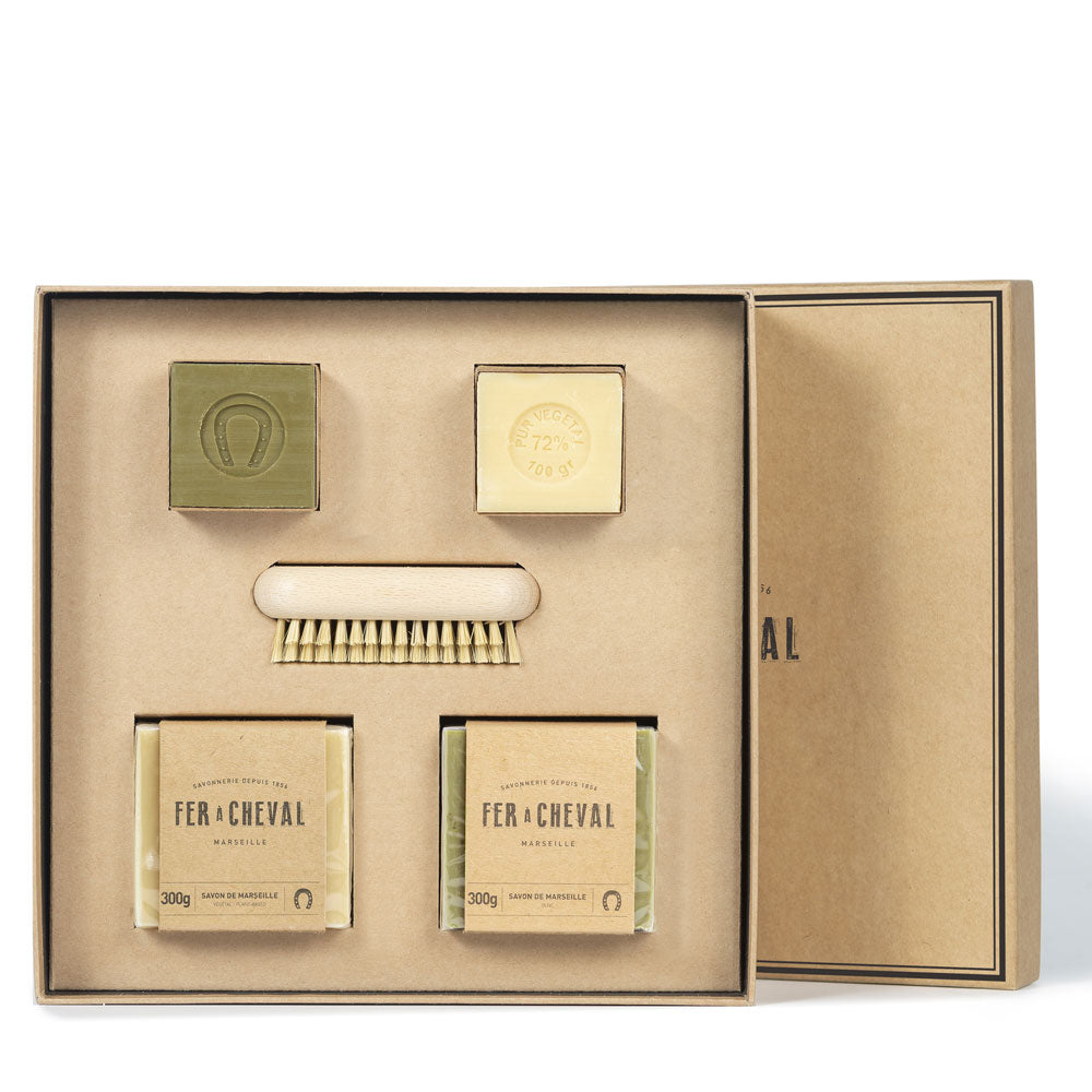 Coffret Pur Savon avec Brosse à Ongles - Savonnerie Fer à Cheval