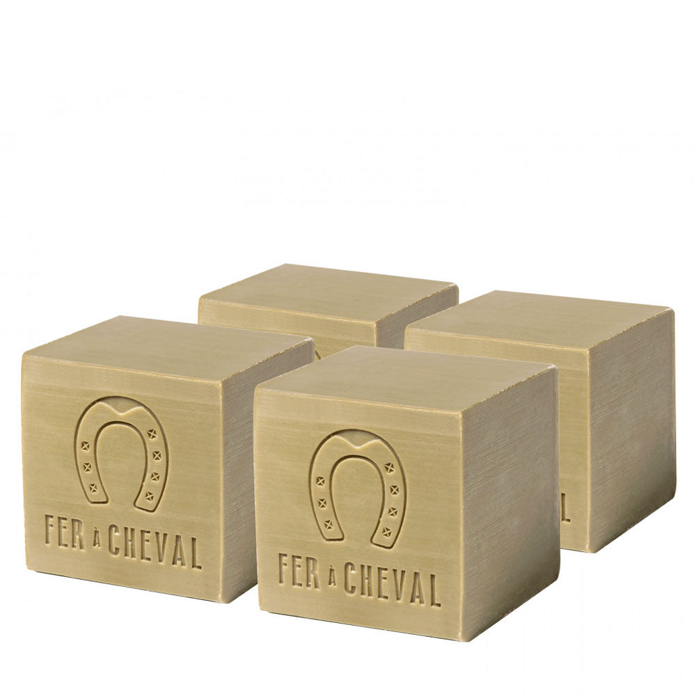 Lot de 4 Savons de Marseille Cube Pur Olive Sans Étui 600g - Savonnerie Fer à Cheval