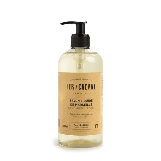 Savon Liquide de Marseille Sans Parfum 500ml - Savonnerie Fer à Cheval